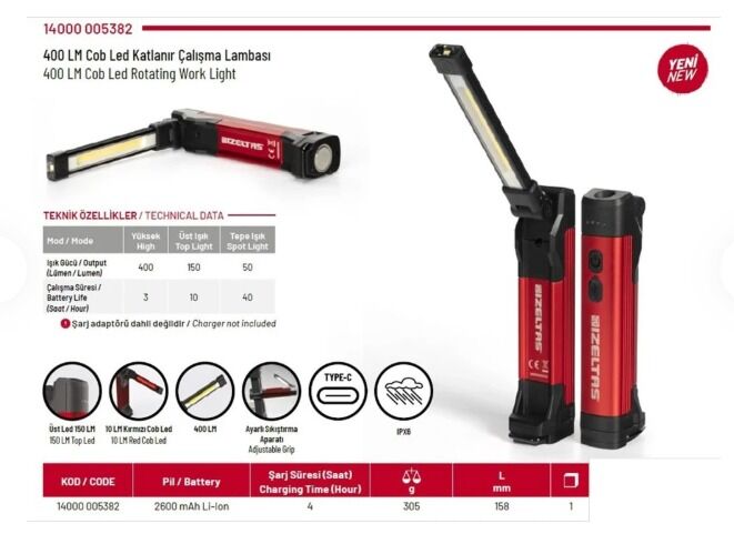 Ncar İzeltaş Led Katlanır Çalışma Lambası Mıknatıslı